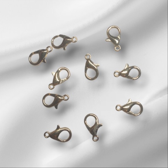 Карабин металл-розовое золото 12мм, цена за 10 шт